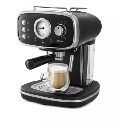 Кофеварка рожковая KITFORT КТ-736, 1100 Вт, объем 1,2 л, 15 бар, ручной капучинатор, черная