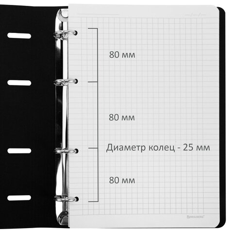 Тетрадь на кольцах БОЛЬШАЯ А4, 240х310 мм, 120 л., под кожу, BRAUBERG VISTA, "Minimal", серый, 405202
