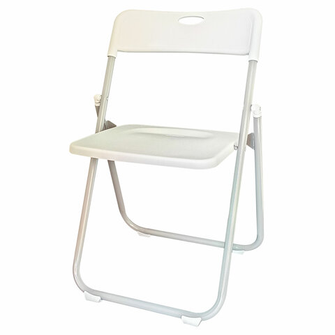 Стулья складные BRABIX "Golf Lite CF-017", КОМПЛЕКТ 4 шт., серебристый каркас, пластик, белый, 533035