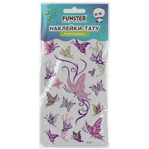Наклейки-тату переводные "Блестящие", 15,5х9,5 см, ассорти 8 видов, FUNSTER (ФАНСТЕР), 666107