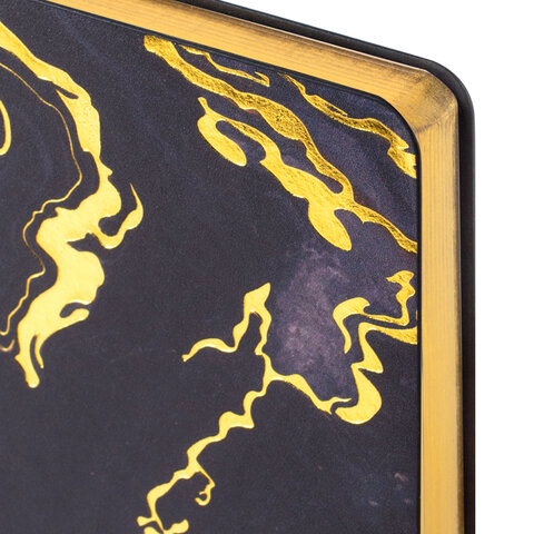 Ежедневник датированный 2026 А5 138x213 мм, BRAUBERG "Vista", под кожу, гибкий, "Black marble", 117445