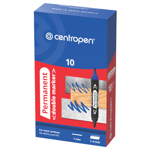 Маркер перманентный двусторонний CENTROPEN 1666, ЧЕРНЫЙ, круглый/скошенный, 1/1-4 мм, 616660112