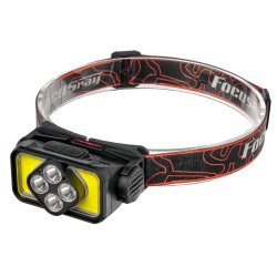 Фонарь налобный FOCUSray 1304  акку 18650 1200 мАН 3,7V индикатор зарядки,сенсор , диод 4W+2 COB 3W диод1/180, шт