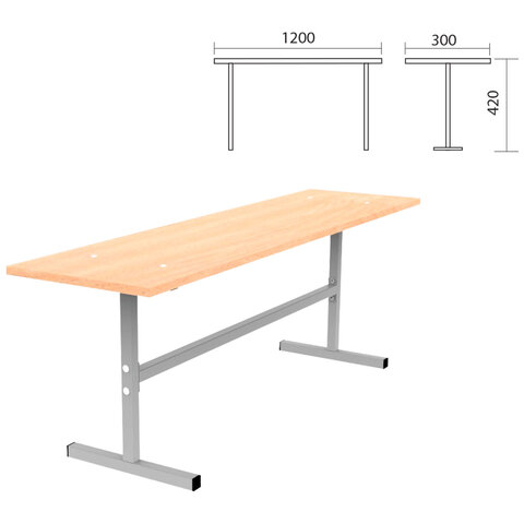 Скамья на 2 места "ССТ 1200", 1200х300х420 мм, каркас металл, сиденье ЛДСП бук