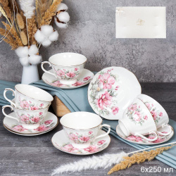 Чайный набор 12 предметов 250 мл на ножке / RS/12-FY253004 /уп 8/