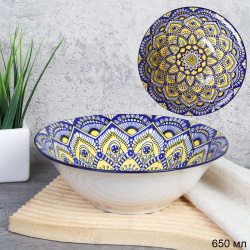 Тарелка глубокая суповая 650 мл / SB7-3 (уп 72) Сине-желтый орнамент