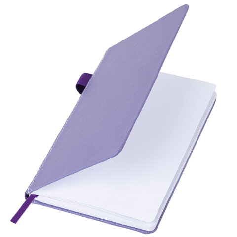 Блокнот А5 135x212 мм BRAUBERG "Edge", под кожу, резинка, держатель, 80 л., клетка, сиреневый, 117150