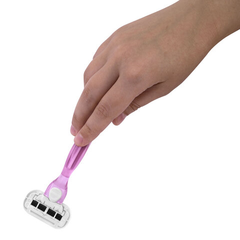 Бритвенный станок многоразовый женский, 4 лезвия, 2 кассеты, плавающая головка, X-ONE, 700018