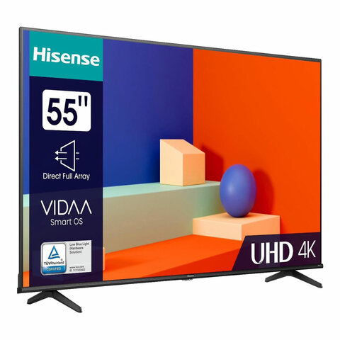 Телевизор HISENSE 55A6K, 55" (139 см), 3840x2160, 4K, 16:9, Vidaa, Wi-Fi, черный