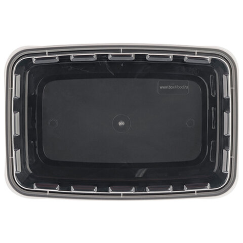 Контейнер одноразовый 830 мл, С КРЫШКОЙ, 207х140 мм, черный/прозрачный, ПП, ВЗЛП, 1261Ч