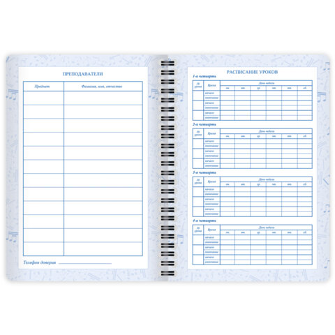 Дневник для музыкальной школы 48 листов, гребень, пластиковая обложка, картон, BRAUBERG, "Музыка", 107515