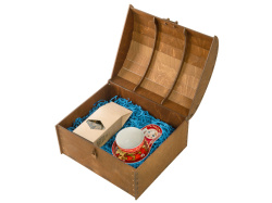 Подарочный набор: чайная пара, чай Малина с мятой, Цвет голубой, коричневый