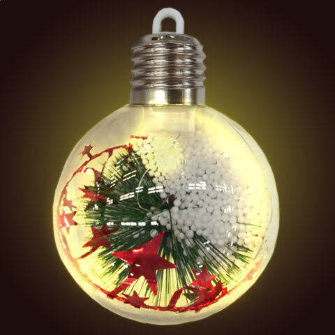 Шары ёлочные 8 см, "Charming Winter", пластик, АССОРТИ 3 дизайна, с подсветкой, ЗОЛОТАЯ СКАЗКА, 592478