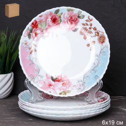 Набор тарелок 6 штук 190 мм / LHP-75XN (6801) Розы на голубом /уп 12/ 653686