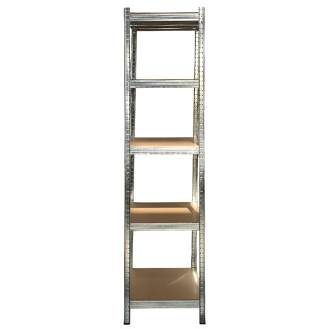 Стеллаж металлический BOOMHOUSE (БУМХАУС) безболтовой, 2000x1000x500 мм, 5 полок МДФ, серебристый, 291415