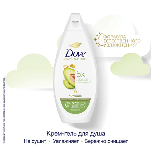 Крем-гель для душа 250 мл, DOVE "Масло авокадо и экстракт календулы", питательный,