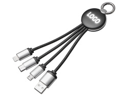 Зарядный кабель 3-в-1 с подсветкой лого «Ion mini», Цвет черный