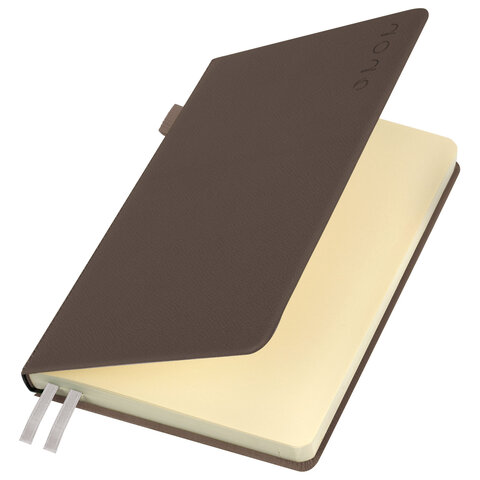 Ежедневник датированный 2026, А5, 138х213 мм, BRAUBERG "Essential", под кожу, держатель, серый, 117397