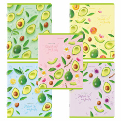 Тетради ДЭК А5 96 л. КОМПЛЕКТ 5 шт., BRAUBERG скоба, клетка, глянцевый лак, "Авокадо", 404401