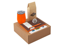 Набор «Writea» с ежедневником, ручкой и термокружкой, Цвет коричневый, оранжевый