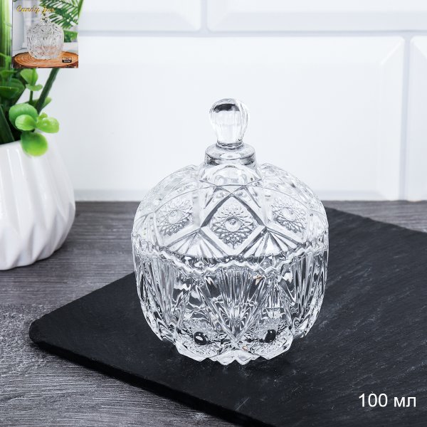 Сахарница 100 мл бочонок резная / TG122 /уп 96/