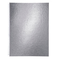 Тетрадь бумвинил А4 96л. гребень, офсет №1, клетка, СЕРЕБРО Metallic, HATBER, 077198, 96Т4бвВ1гр