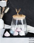 Банка для хранения бамбуковая крышка с фигуркой 800 мл 13х11 см / 7606 /уп 48/ новогодняя