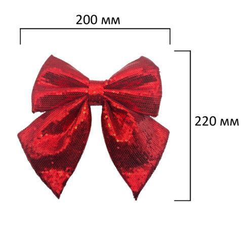 Украшение ёлочное 20х22см,"Бант с пайетками", полиэстер, красный, ЗОЛОТАЯ СКАЗКА, 592480