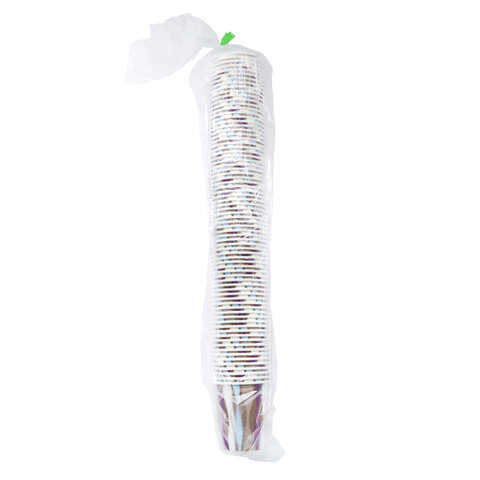 Стакан одноразовый бумажный 300/430 мл, диаметр 90 мм, конгрев/печать, "Волна", КОМПЛЕКТ 50 шт., WELDAY (ВЭЛДЭЙ), 702699