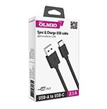 Кабель USB 2.0 - USB type-C, 1м, чёрный, OLMIO