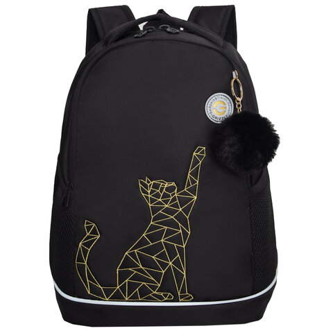 Рюкзак GRIZZLY школьный, анатомическая спинка, 2 отделения, для девочек, "GOLD CAT", 38х28х18 см, RG-563-2/1