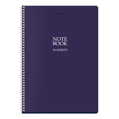 Тетрадь А4, 96 л., BRAUBERG, гребень, клетка, матовая ламинация, "NoteBookMono" (микс в спайке), 405315