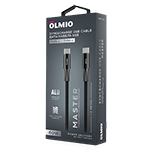 Кабель MASTER, Type-C - Type-C, 60W, USB2.0, 1.2м, черный, OLMIO