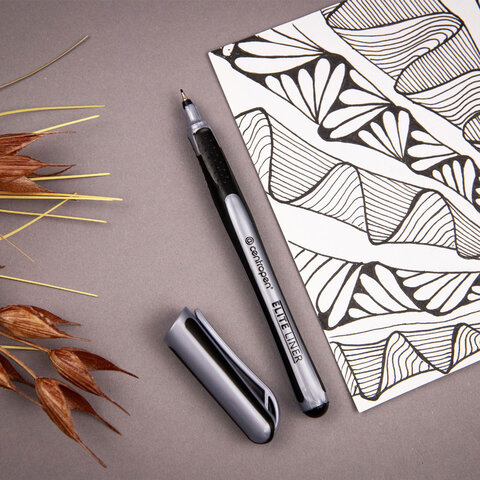 Ручка капиллярная (линер) ЧЕРНАЯ CENTROPEN "Elite liner", линия 0,3 мм, 4721, 247210112