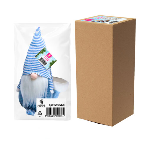 Украшение новогоднее интерьерное, 63 см, "Гном в костюме", полиэстер, пенопласт, ЗОЛОТАЯ СКАЗКА, 592568