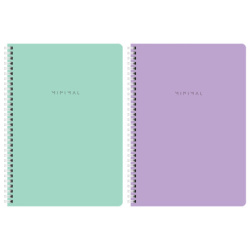 Тетради ДЭК А4 96 л. КОМПЛЕКТ 2 шт., BRAUBERG, гребень, клетка, 80 г/м2, SoftTouch, "Minimal", 405585