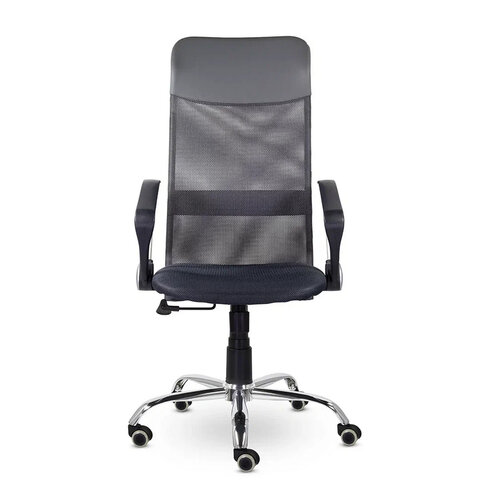 Кресло "Ультра", высокая спинка, с подлокотниками, хром, черное