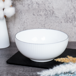 Салатник 670 мл 155 мм Вертикаль тарелка глубокая серая линия / GR-DKW-60 /уп 48/