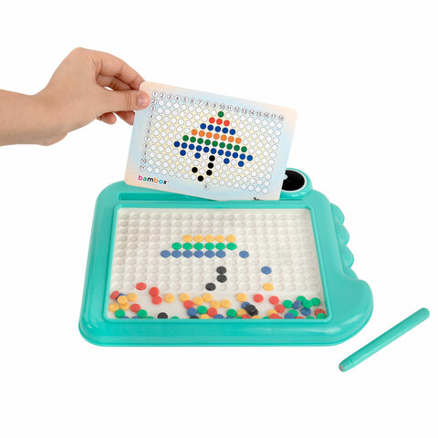 Мозаика магнитная развивающая для детей "Крокодил", стилус, 101 магнит, 10 карточек, BAMBOX, 665890