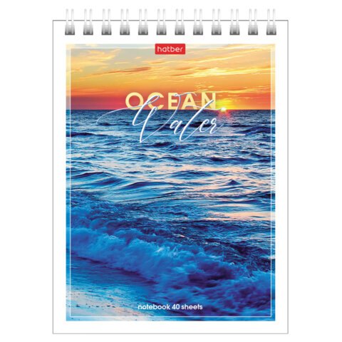 Блокнот МАЛЫЙ ФОРМАТ А6, 40 л., гребень, картон, клетка, HATBER, "Аквалайф", 080473, 40Б6В1гр