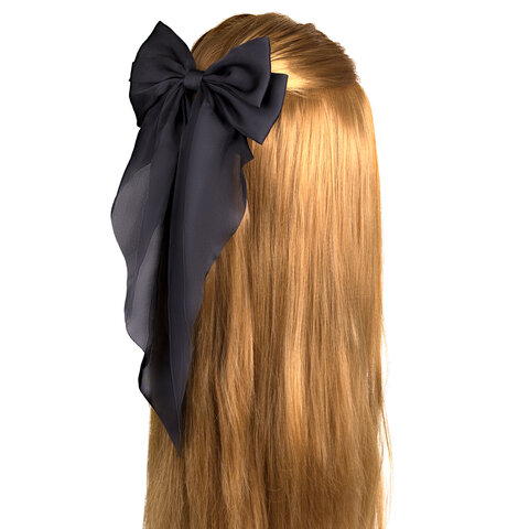 Заколка для волос баретте 25x41 см, с бантом и широкими хвостиками, чёрный, MONTE VITA (МОНТЕ ВИТА), 457112