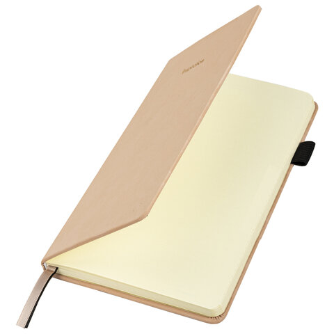 Блокнот А5 138x213 мм, BRAUBERG "Velvet", резинка, держатель, 80 л., клетка, розовый, 116242