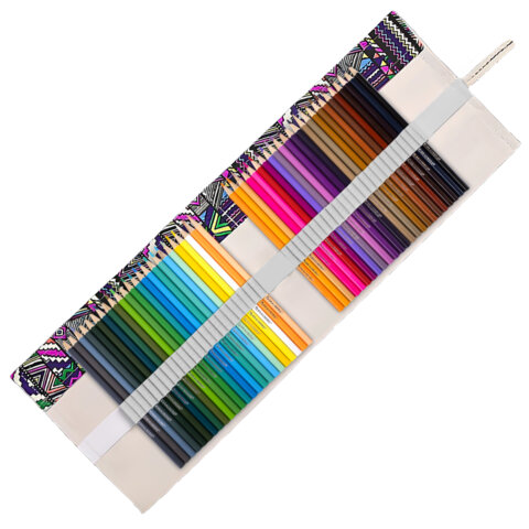 Карандаши цветные стираемые в пенале-скрутке BRAUBERG 48 цветов + точилка и ластик, 182071