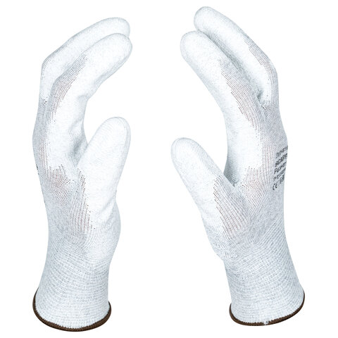 Перчатки антистатические SCAFFA "Antistat", карбоновая нить, полиуретановое покрытие, размер 9 (L), 9255, 00-00015299