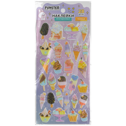 Наклейки гелевые "Акварельные мечты", 17,5х9 см, ассорти 6 видов, FUNSTER (ФАНСТЕР),666096