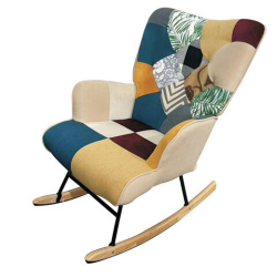 Кресло-качалка BRABIX "Rock LC-310", ткань, пэчворк (лоскутное), 533149