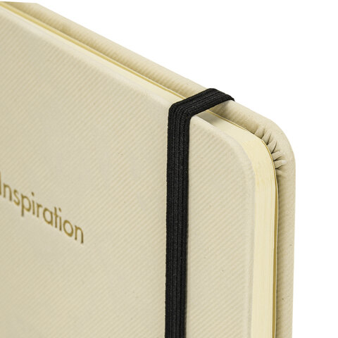 Блокнот А5 138x213 мм, BRAUBERG "Velvet", резинка, держатель, 80 л., клетка, бежевый, 116240