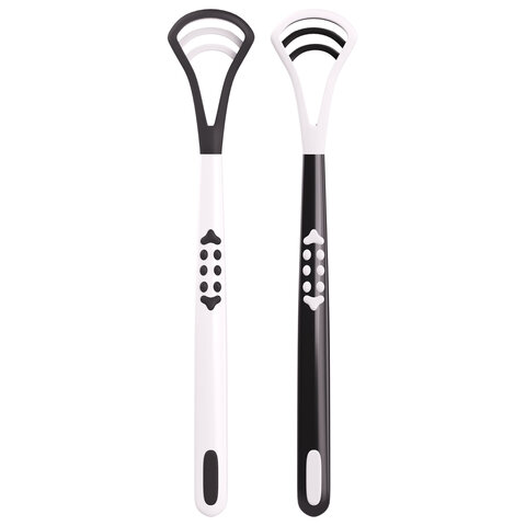 Скребок для языка двусторонний с зубчиками, КОМПЛЕКТ 2 шт., удобная ручка, пластик, LAIMA DENT, 609412