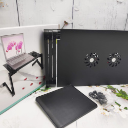 Складной cтолик трансформер для ноутбука  Multifunctional Laptop Table T8 с охлаждением, 2 вентилятора (42,0 х 26,0 столешница, 47,0 высота)