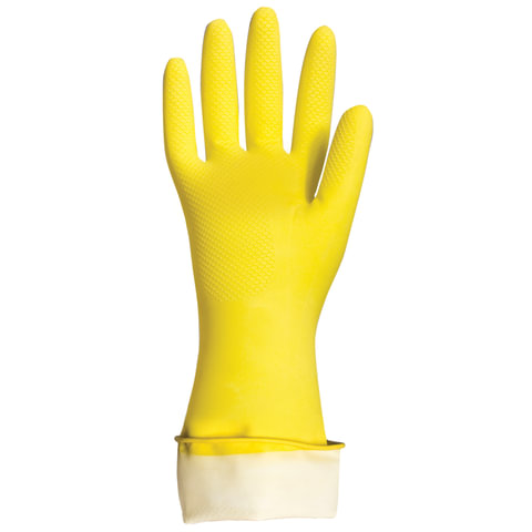 Перчатки МНОГОРАЗОВЫЕ латексные LAIMA "ПРЕМИУМ", хлопчатобумажное напыление, СВЕРХПЛОТНЫЕ, размер M (средний), желтые, вес 60 г, 600571
